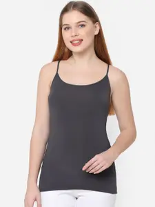 Soie Women Charcoal Grey Solid Camisole