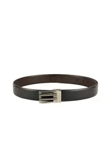 ZEVORA Men Black Textured Reversible Belt