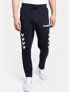 hummel Men Navy Blue Solid Straight-Fit Track Pants