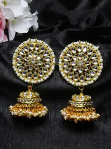 Shining Diva Gold-Toned Dome Shaped Jhumkas