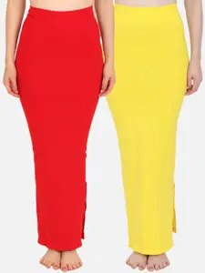Beau Design Women Pack of 2 Red & Yellow Solid Saree Shapewear