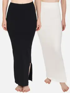 Beau Design Women Pack Of 2 Black & White Solid Saree Shapewear PCBD-SS