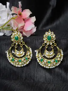 Shining Diva Gold-Toned & Green Circular Chandbalis
