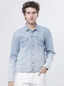 HIGHLANDER Men Blue Solid Denim Jacket