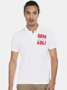 Arrow Sport Men White Printed Polo Collar T-shirt