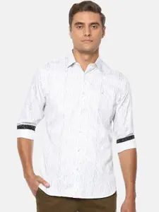 V Dot Men White & Grey Slim Fit Printed Casual Shirt