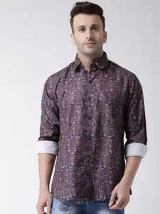hangup trend Men Purple Slim Fit Printed Casual Shirt