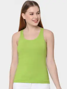 Soie Women Lime Green Solid Camisole