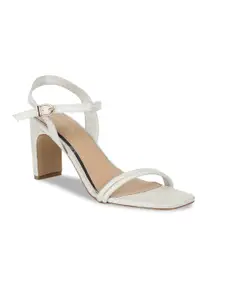 Marie Claire Women White Striped Sandals