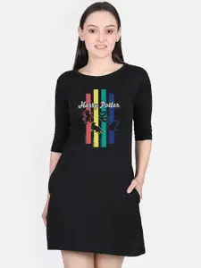 Free Authority Black Harry Potter Printed T-shirt Dress