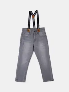 Cherokee Boys Grey Slim Fit Mid-Rise Clean Look Jeans With Suspenders