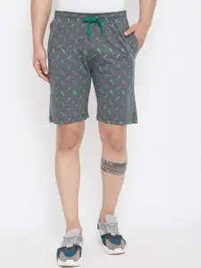 Adobe Men Charcoal Printed Regular Fit Regular Shorts