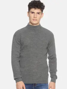 513 Men Grey Melange Solid Pullover Sweater
