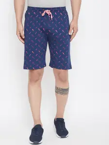 Adobe Men Blue Printed Regular Fit Regular Shorts