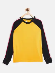 GRITSTONES Boys Yellow Solid Round Neck T-shirt