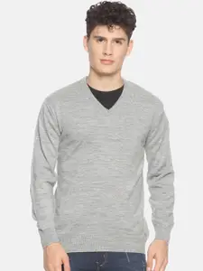 513 Men Grey Solid Pullover Sweater