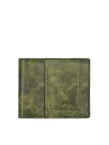 LOREM Men Green Printed Two Fold Wallet