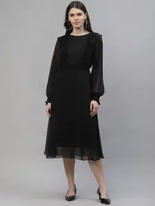 Athena Women Black Solid A-Line Dress