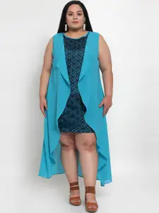 Flambeur Women Blue Self Design Sheath Dress