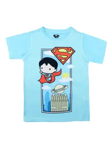 Superman Boys Blue Printed Round Neck T-shirt