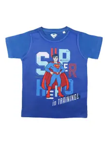 Superman Boys Blue Superman Printed Round Neck T-shirt