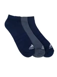 ADIDAS Men Pack of 3 Navy Blue & Grey Patterned Ankle-Length Socks