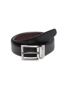WELBAWT Men Black & Brown Textured Reversible Leather Belt