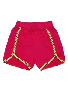 KiddoPanti Girls Pink Solid Regular Fit Regular Shorts
