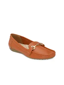 El Paso El Paso Women Tan Brown Leather Horsebit Loafers