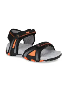 Campus Men Black & Orange Comfort Sandals