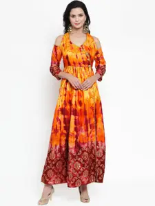 Get Glamr Women Orange & Red Printed Maxi Dress