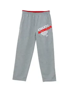 SWEET ANGEL Boys Grey Melange & White Solid Straight Fit Outdoor Track Pants