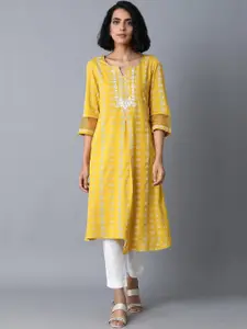 W Women Yellow Ethnic Motifs Printed Kurta