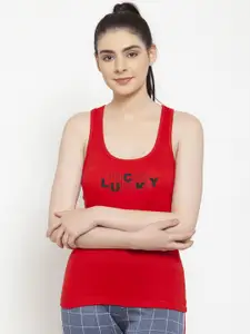 Friskers Women Red & Black Printed Camisole