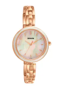 Sonata Women Rose Gold Analogue Watch