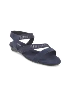 Mochi Women Blue Solid Open Toe Flats