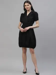 Athena Women Black Solid Wrap Dress