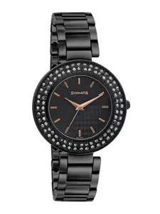 Sonata Women Black Analogue Watch 87033NM02