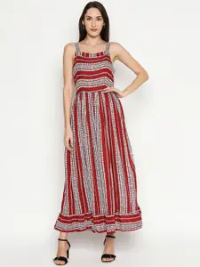People Women Red Printed Maxi Dress