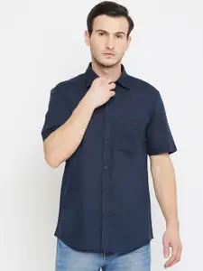 Crimsoune Club Men Navy Blue Slim Fit Solid Casual Shirt