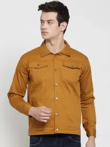 VOXATI Men Mustard Yellow Solid Denim Jacket