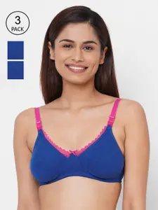 Inner Sense Blue & Pink Solid Set of 3 Maternity Sustainable Bra IMB003A_3A_3A-