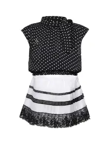 Tiny Baby Girls Black & White Solid Top with Skirt