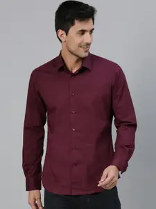 RARE RABBIT Men Maroon Regular Fit Solid Casual Shirt