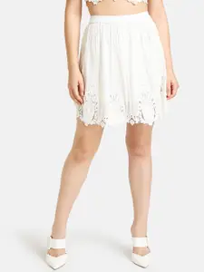 Kazo Women White Solid Skirt