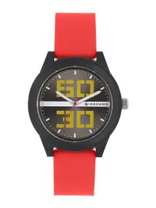 GIORDANO Men Black & Red Analogue Watch GD4050-02