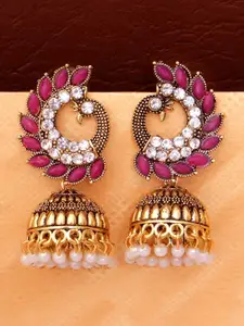 Crunchy Fashion Pink Gold Plated Contemporary Jhumkas