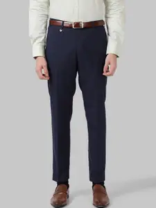 Park Avenue Men Navy Blue Slim Fit Solid Formal Trousers