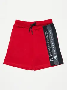 Octave Boys Red Printed Regular Fit Regular Shorts
