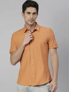 RARE RABBIT Men Orange Regular Fit Solid Casual Shirt
